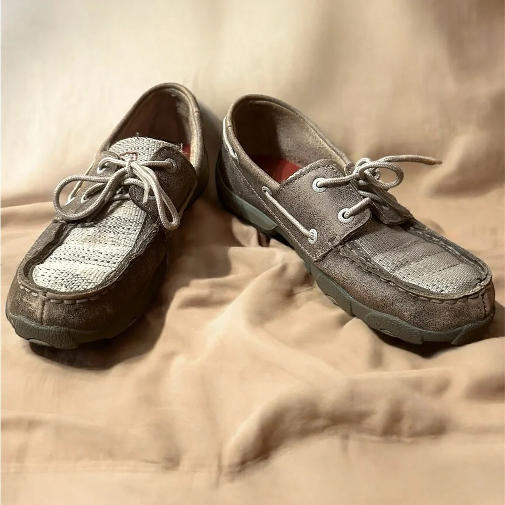 Twisted X Youth Boys' Boat Shoes - Moc Toe - YDM0044 3M